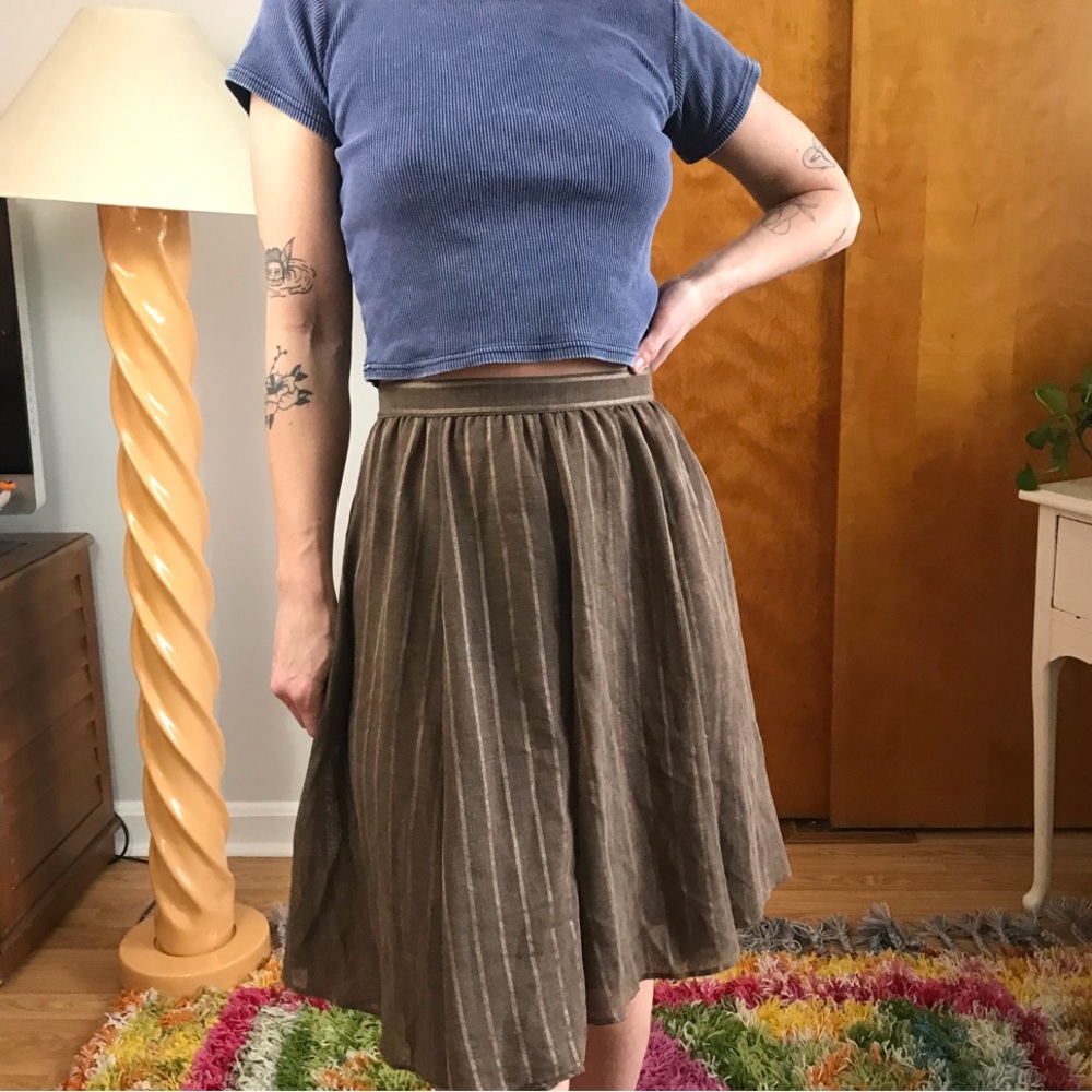 Thierry Mugler Vintage 80’s 90’s Tan Brown A-Line Pleated Skirt